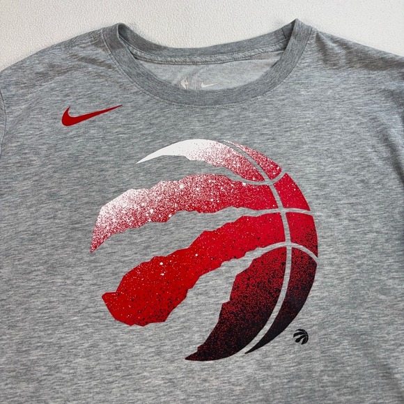 Nike Toronto Raptors T-Shirt‎ Men's L Gray Dri-Fit Spellout Swoosh NBA AQ6834 - Picture 4 of 14